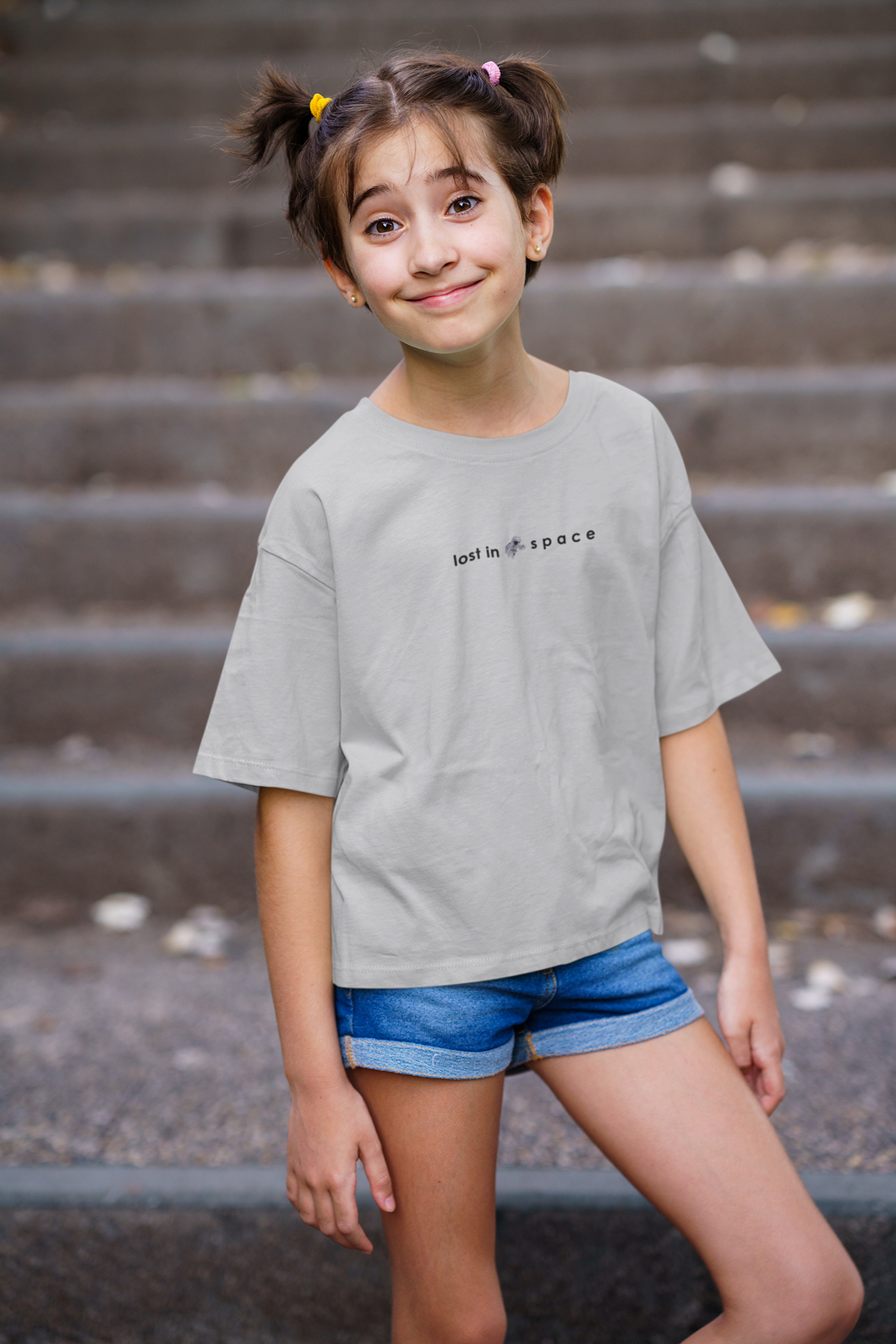 Lost In Space Minimals Half Sleeves T-Shirt For Girls -KidsFashionVilla