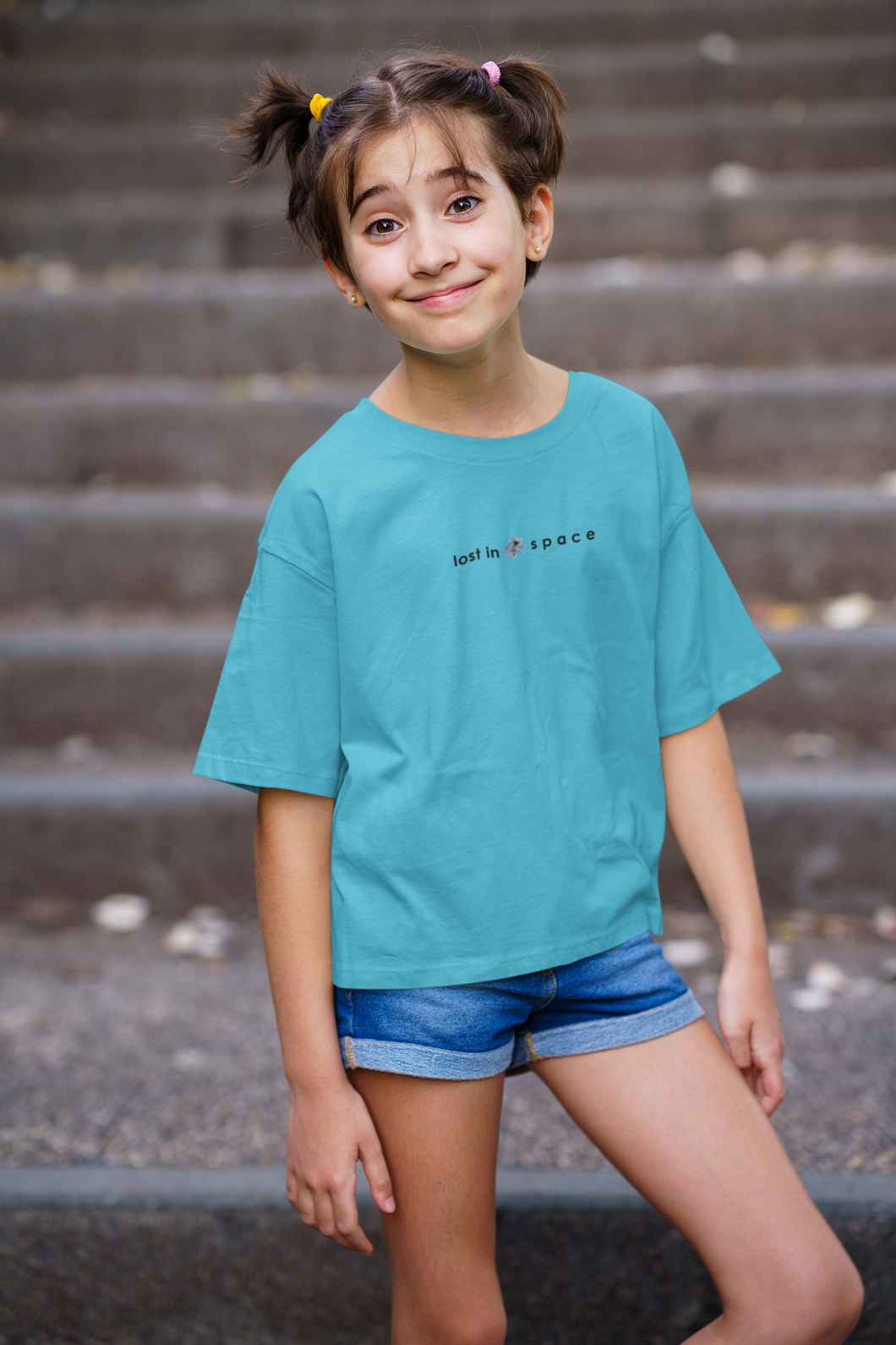 Lost In Space Minimals Half Sleeves T-Shirt For Girls -KidsFashionVilla