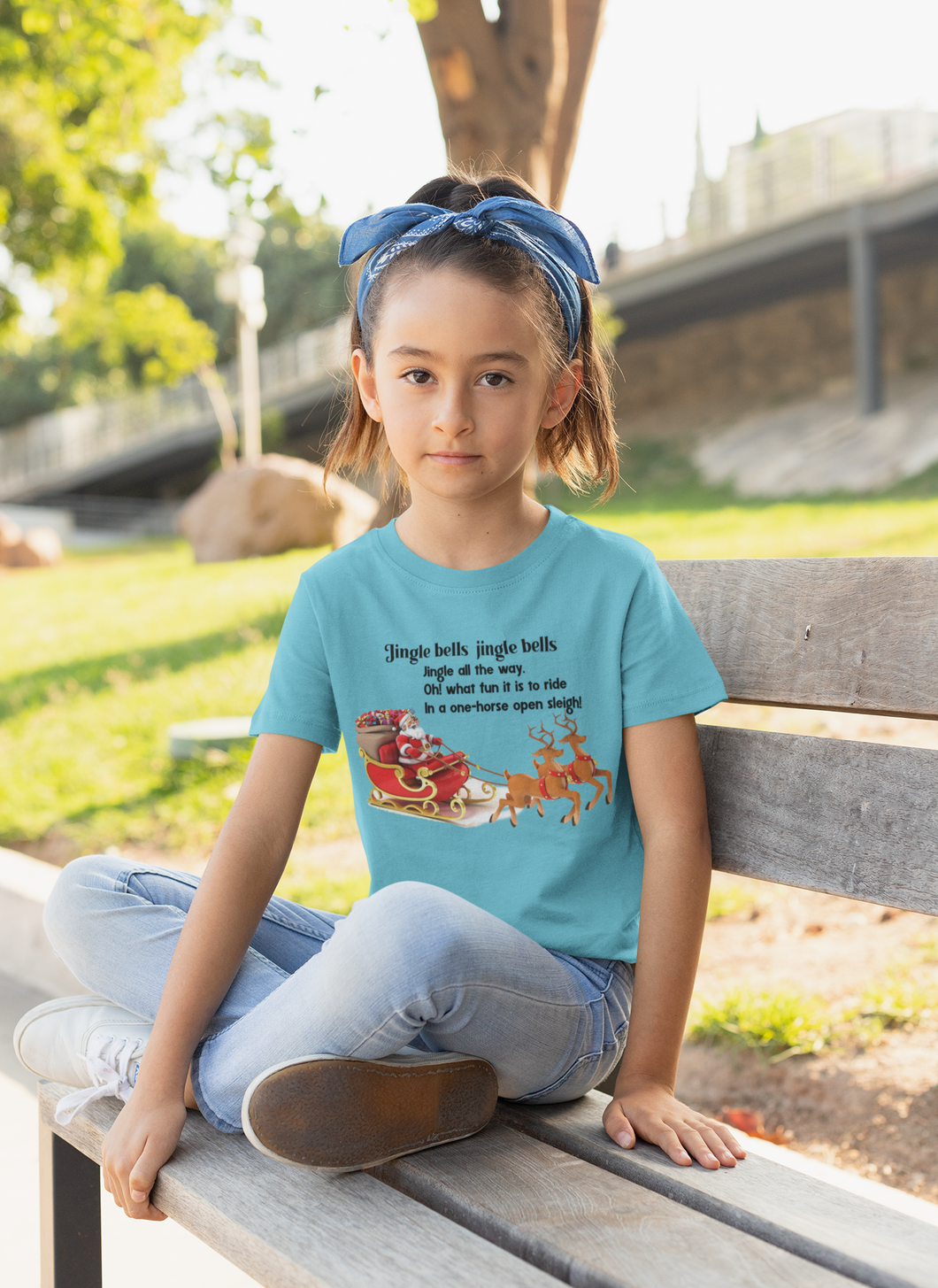 Jingle Bells Poem Half Sleeves T-Shirt For Girls -KidsFashionVilla
