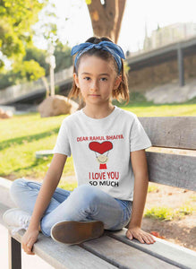 Custom Name I love My Bhaiya So Much Half Sleeves T-Shirt For Girls -KidsFashionVilla