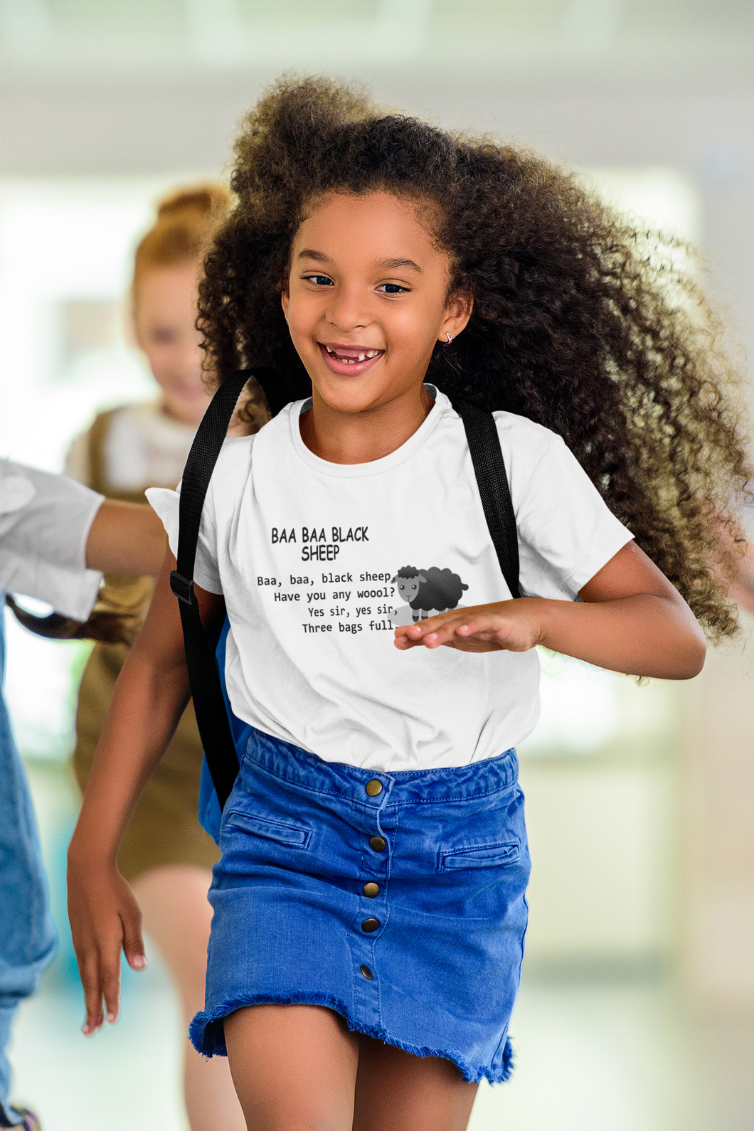 Baa Baa Black Sheep Poem Half Sleeves T-Shirt For Girls -KidsFashionVilla