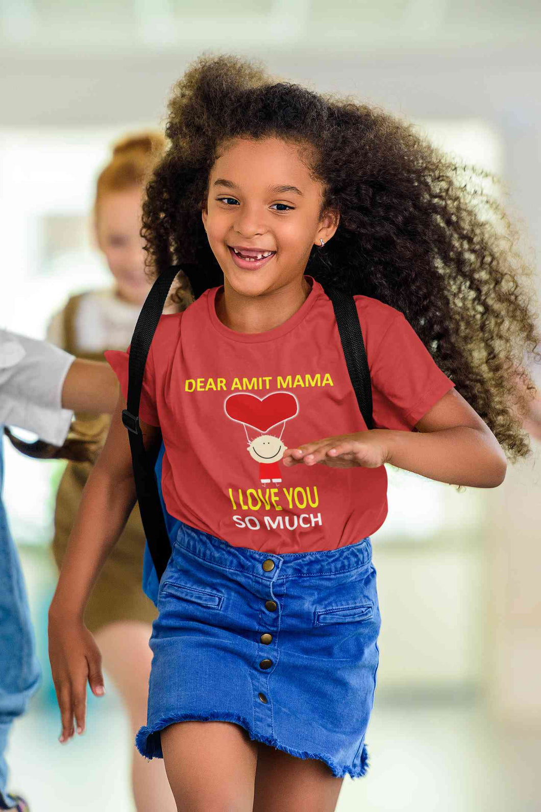 Custom Name I love My Mama So Much Half Sleeves T-Shirt For Girls -KidsFashionVilla