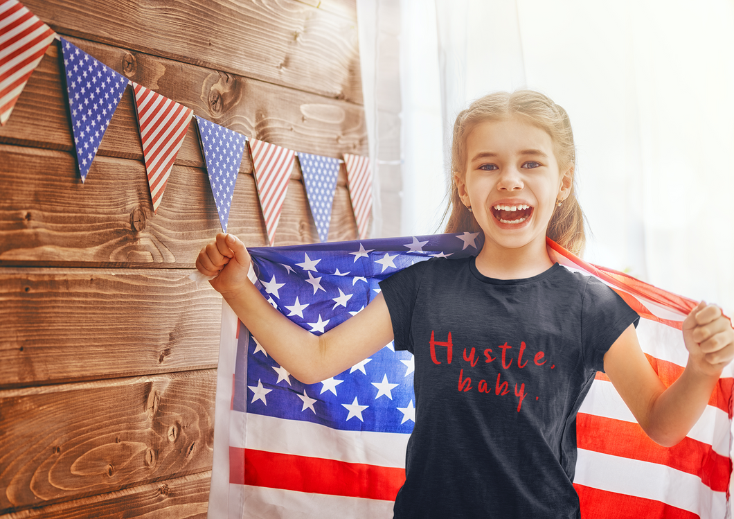 Hustle Baby Half Sleeves T-Shirt For Girls -KidsFashionVilla