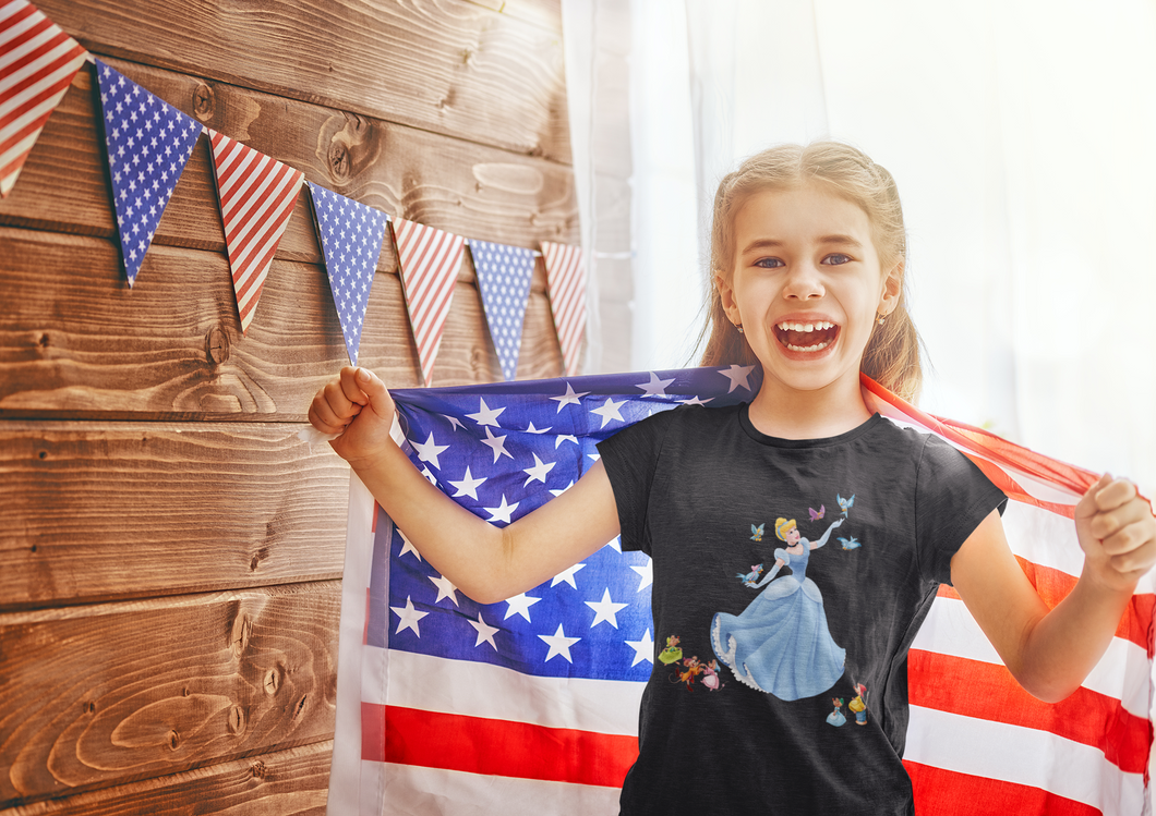 Cute Princess  Half Sleeves T-Shirt For Girls -KidsFashionVilla