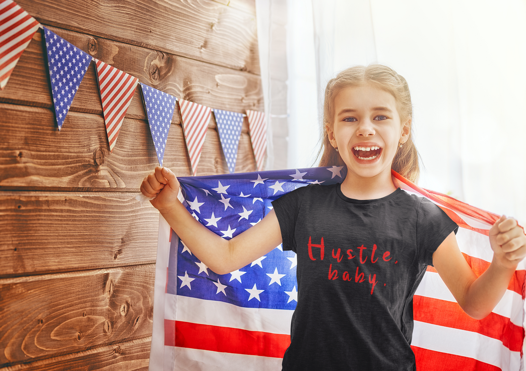 Hustle Baby Half Sleeves T-Shirt For Girls -KidsFashionVilla