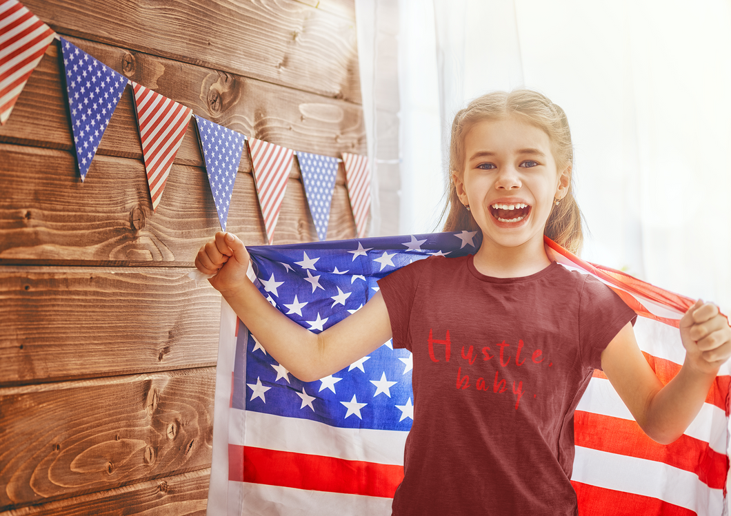 Hustle Baby Half Sleeves T-Shirt For Girls -KidsFashionVilla