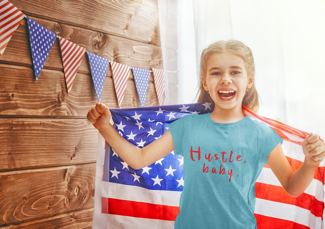 Hustle Baby Half Sleeves T-Shirt For Girls -KidsFashionVilla