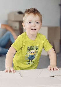 Hanging Out Minion Half Sleeves T-Shirt for Boy-KidsFashionVilla