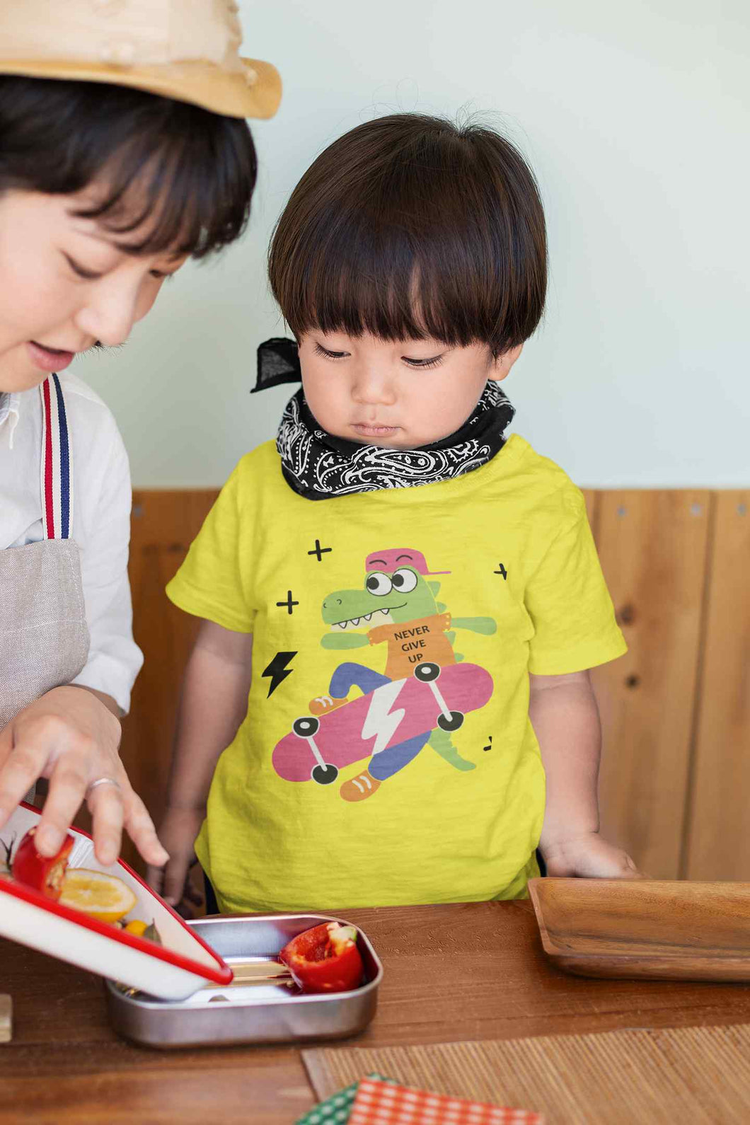 Skateboard Crocodile Cartoon Half Sleeves T-Shirt for Boy-KidsFashionVilla