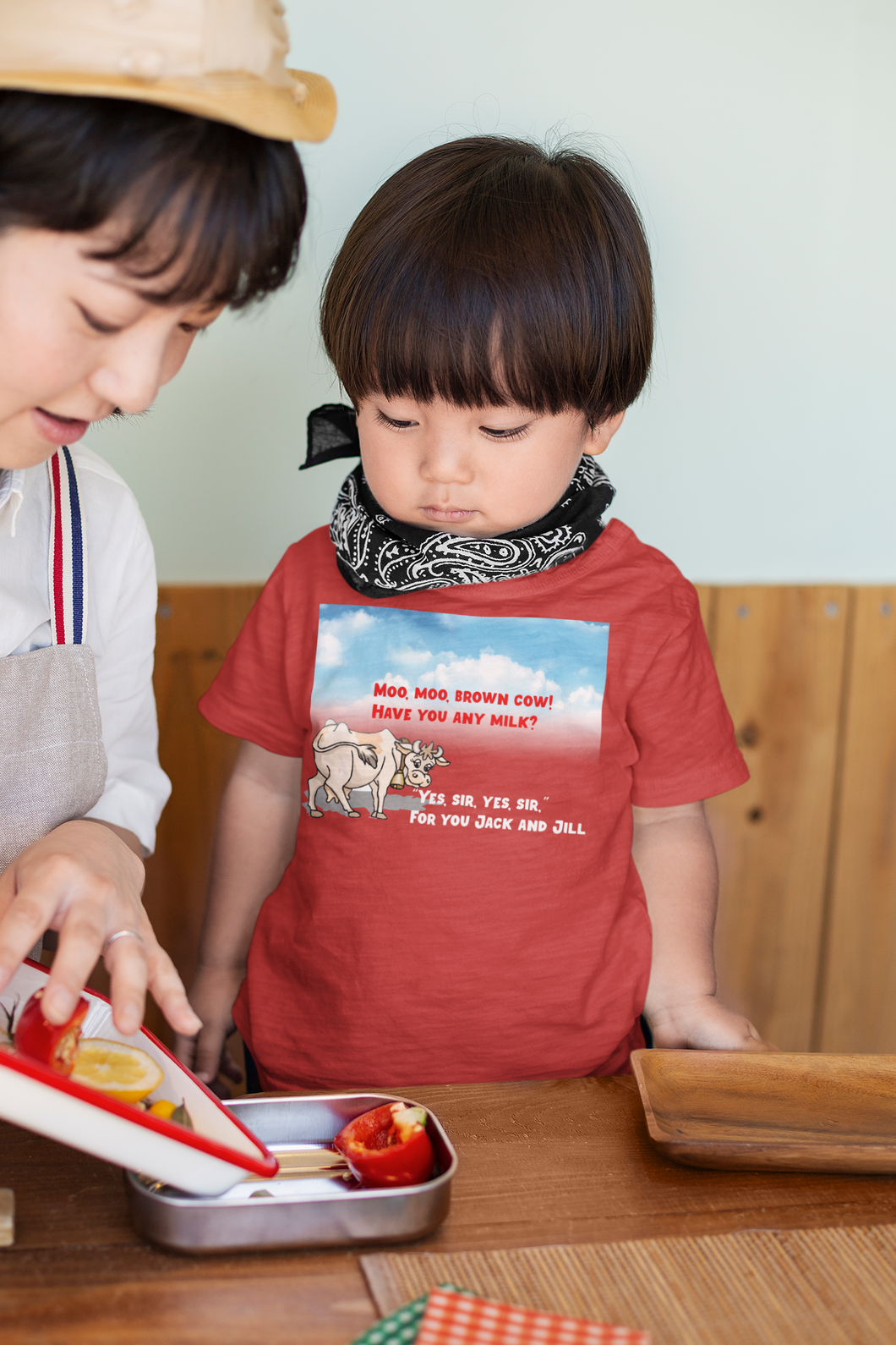 Moo Moo Brown Cow Poem Half Sleeves T-Shirt for Boy-KidsFashionVilla