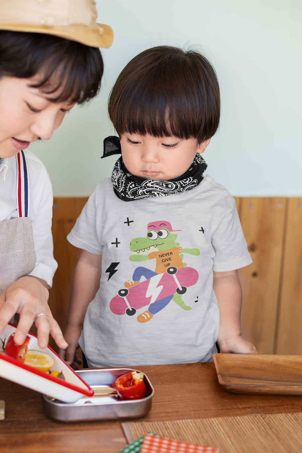 Skateboard Crocodile Cartoon Half Sleeves T-Shirt for Boy-KidsFashionVilla
