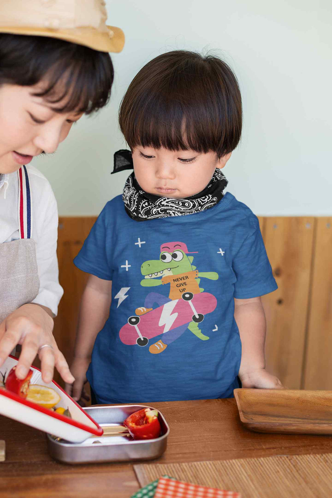 Skateboard Crocodile Cartoon Half Sleeves T-Shirt for Boy-KidsFashionVilla