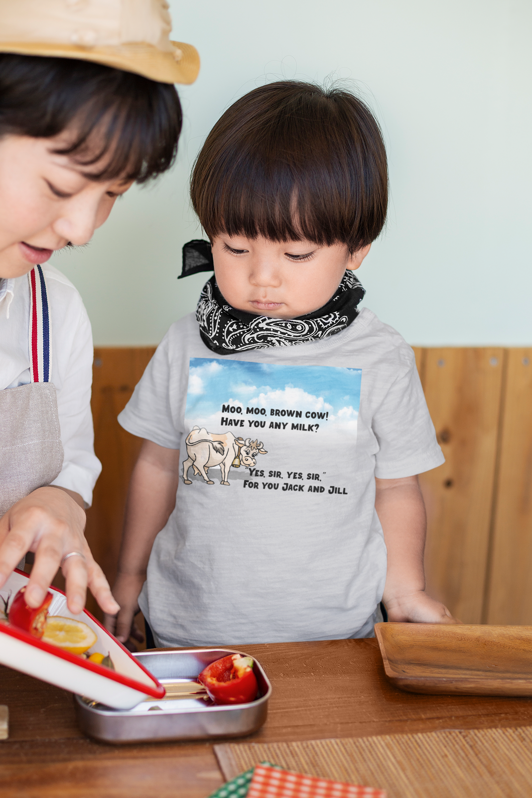 Moo Moo Brown Cow Poem Half Sleeves T-Shirt for Boy-KidsFashionVilla