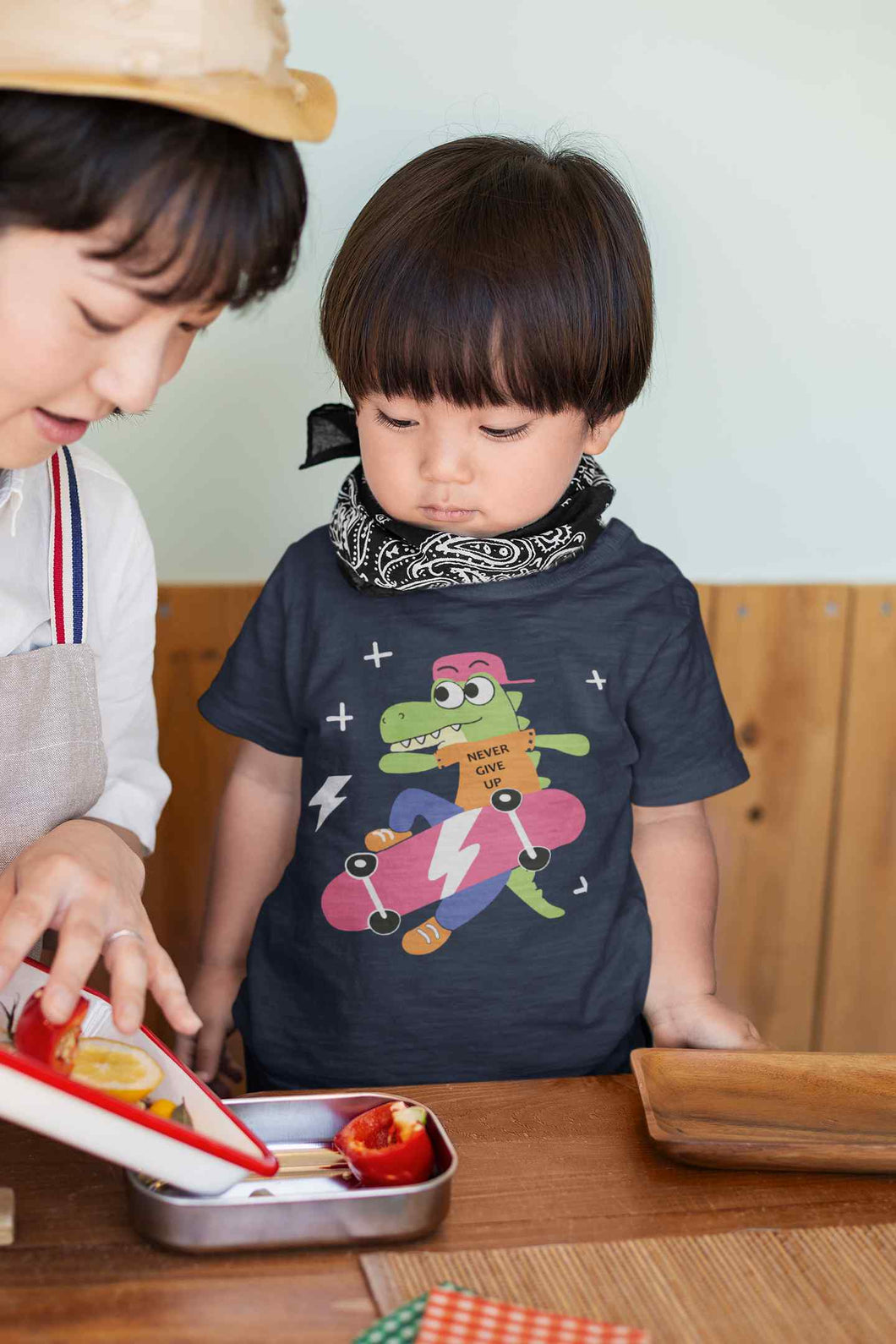 Skateboard Crocodile Cartoon Half Sleeves T-Shirt for Boy-KidsFashionVilla
