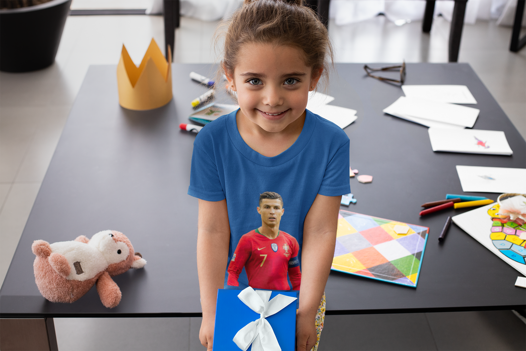 Ronaldo Half Sleeves T-Shirt For Girls -KidsFashionVilla