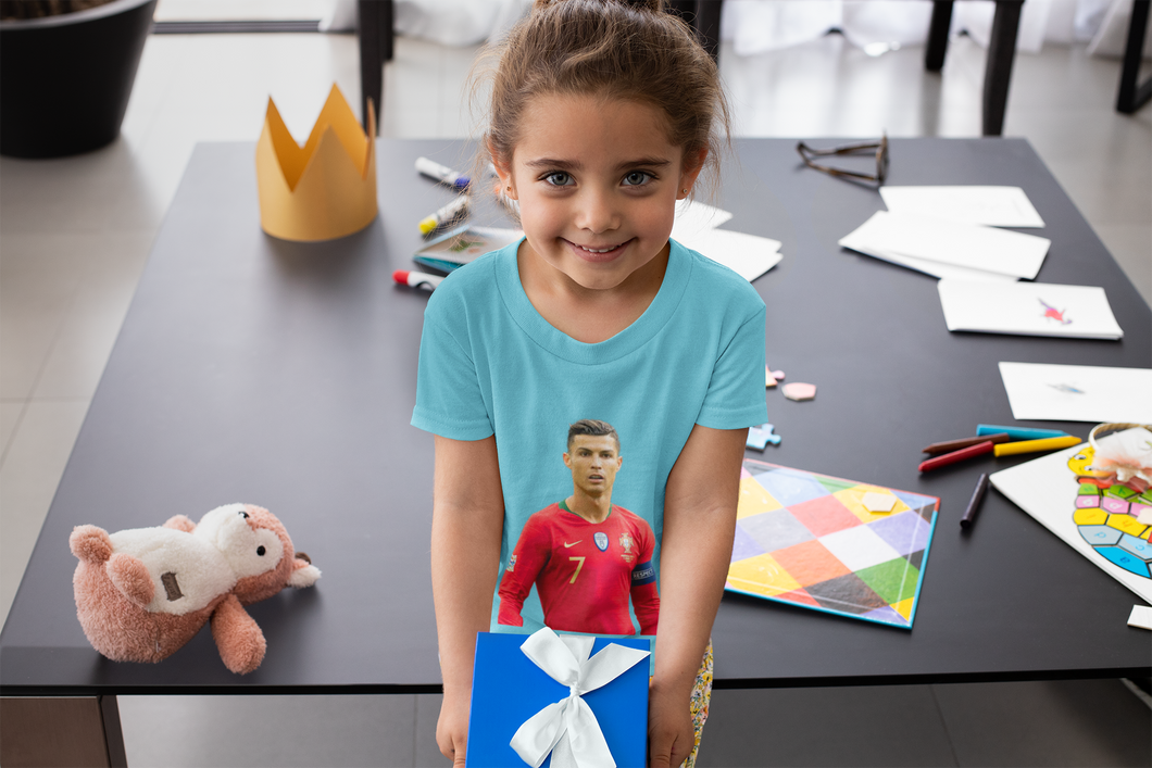 Ronaldo Half Sleeves T-Shirt For Girls -KidsFashionVilla