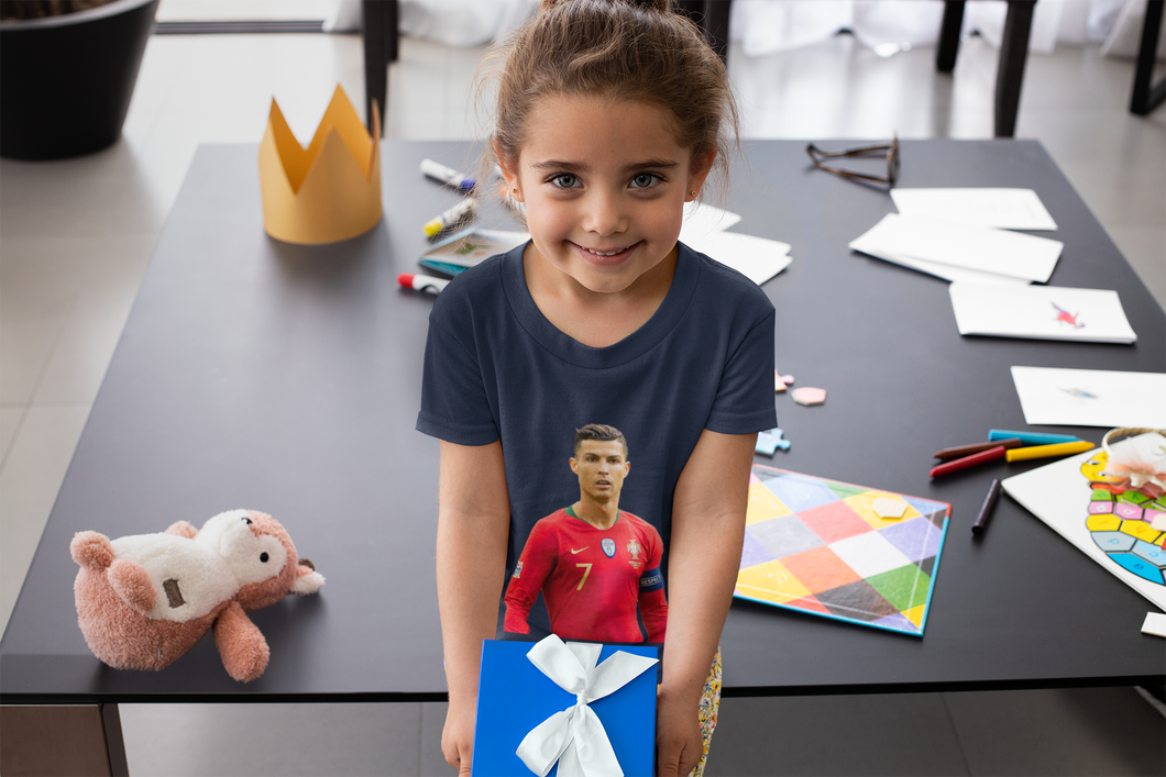Ronaldo Half Sleeves T-Shirt For Girls -KidsFashionVilla