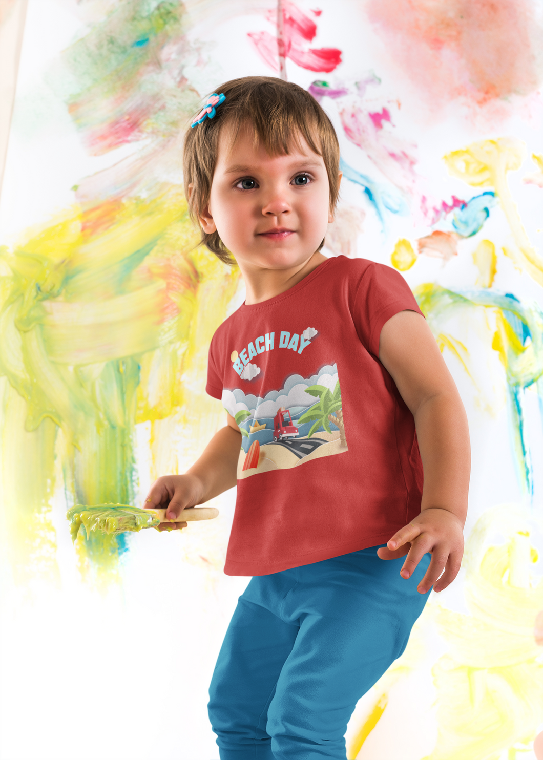 Beach Day Half Sleeves T-Shirt For Girls -KidsFashionVilla