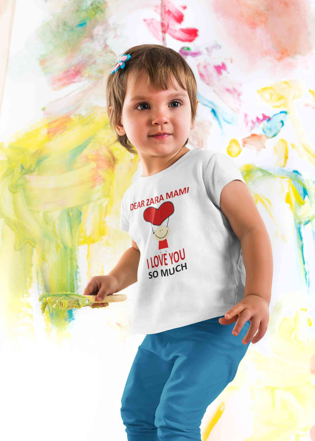 Custom Name I love My Mami So Much Half Sleeves T-Shirt For Girls -KidsFashionVilla