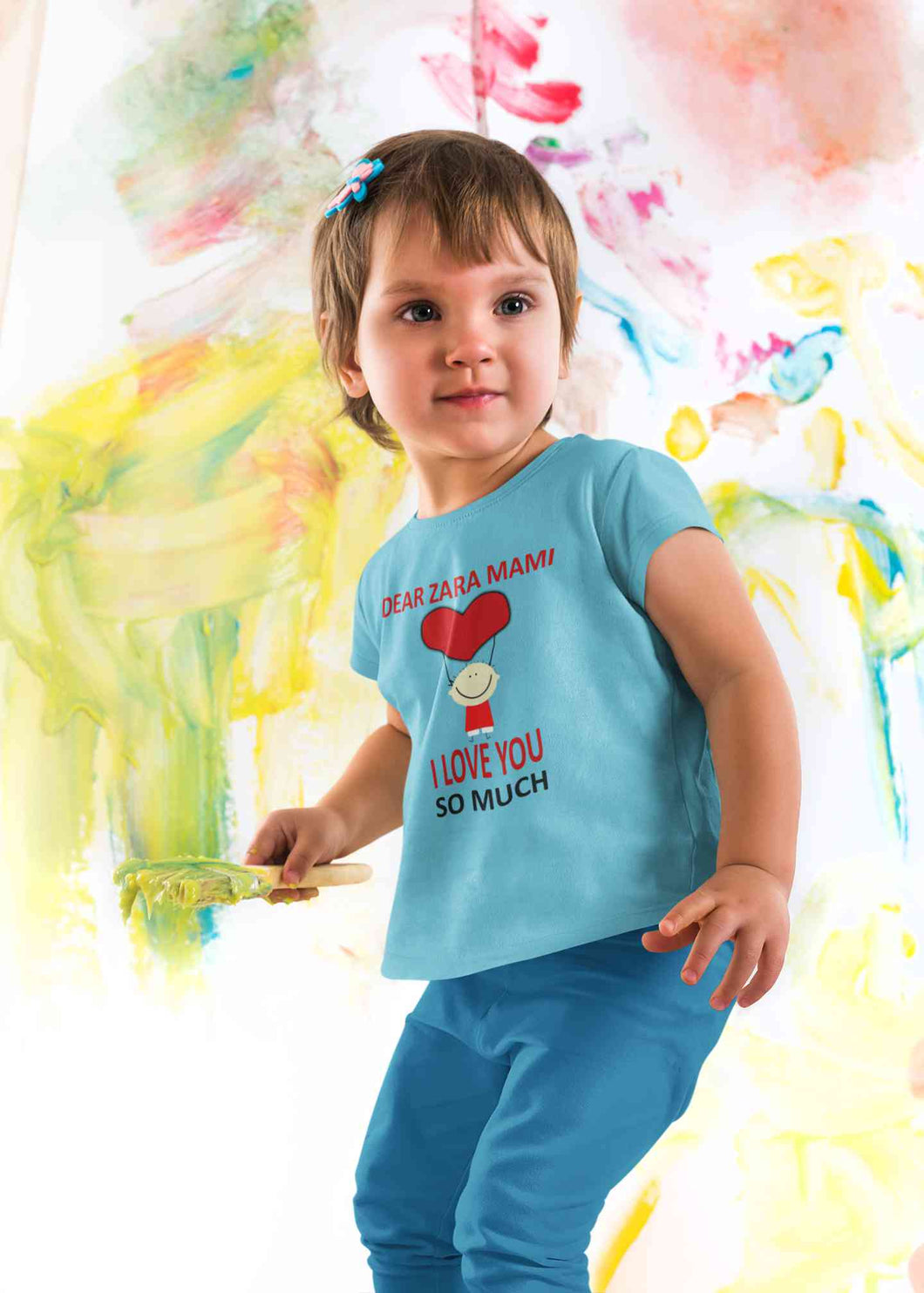 Custom Name I love My Mami So Much Half Sleeves T-Shirt For Girls -KidsFashionVilla