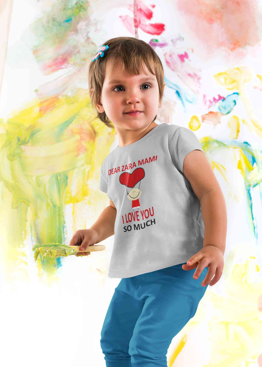 Custom Name I love My Mami So Much Half Sleeves T-Shirt For Girls -KidsFashionVilla