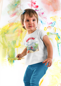 Beach Day Half Sleeves T-Shirt For Girls -KidsFashionVilla
