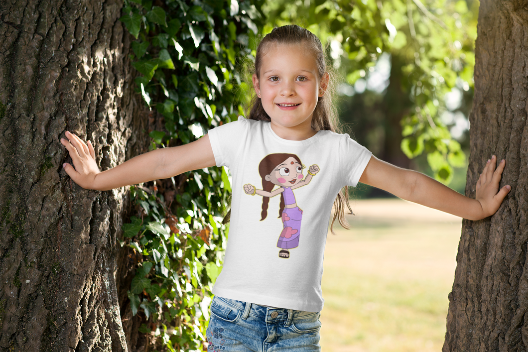 Cute Cartoon Half Sleeves T-Shirt For Girls -KidsFashionVilla