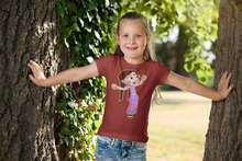 Load image into Gallery viewer, Cute Cartoon Half Sleeves T-Shirt For Girls -KidsFashionVilla
