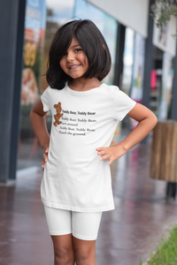 Teddy Bear Teddy Bear Poem Half Sleeves T-Shirt For Girls -KidsFashionVilla
