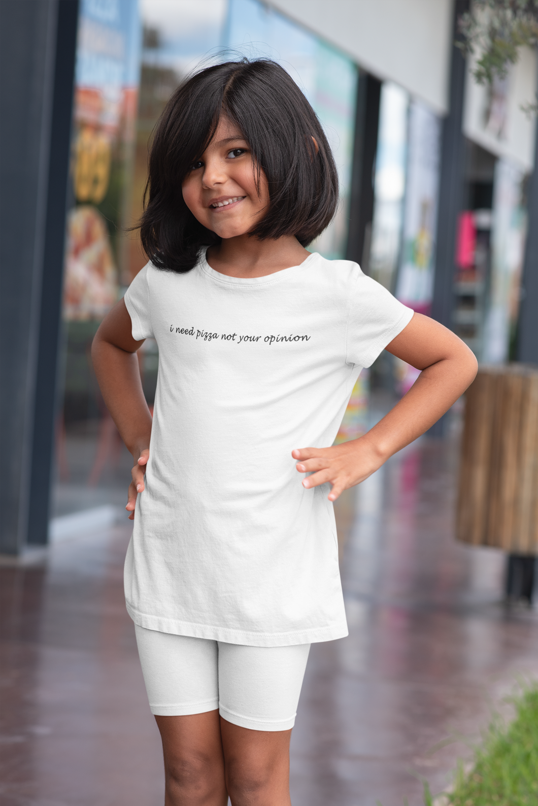 I Need Pizza Minimals Half Sleeves T-Shirt For Girls -KidsFashionVilla