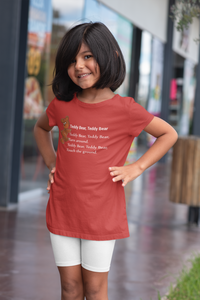 Teddy Bear Teddy Bear Poem Half Sleeves T-Shirt For Girls -KidsFashionVilla