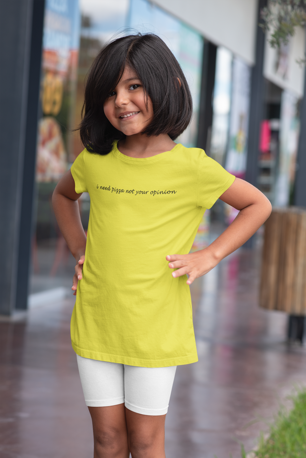 I Need Pizza Minimals Half Sleeves T-Shirt For Girls -KidsFashionVilla