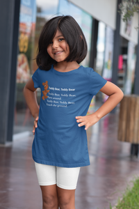 Teddy Bear Teddy Bear Poem Half Sleeves T-Shirt For Girls -KidsFashionVilla