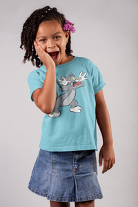 Cute Cartoon Half Sleeves T-Shirt For Girls -KidsFashionVilla