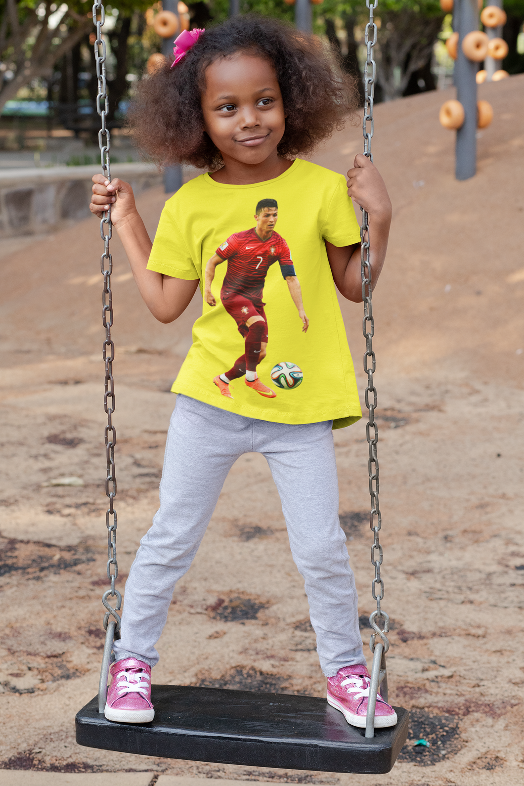 Ronaldo Half Sleeves T-Shirt For Girls -KidsFashionVilla