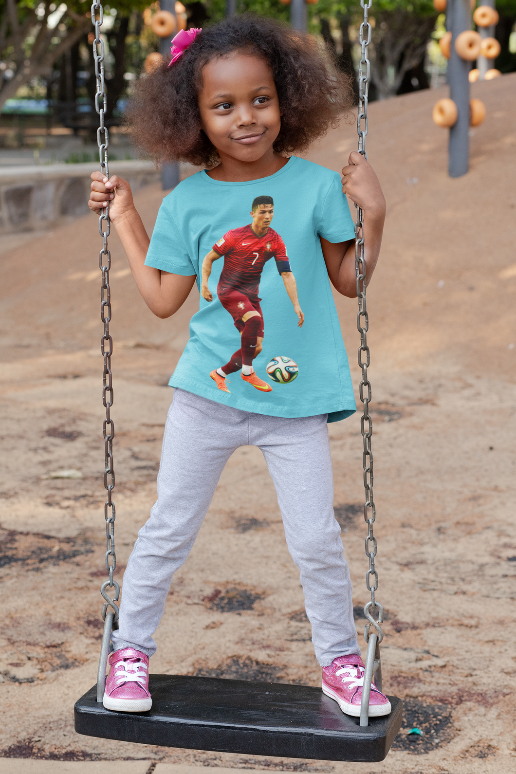 Ronaldo Half Sleeves T-Shirt For Girls -KidsFashionVilla
