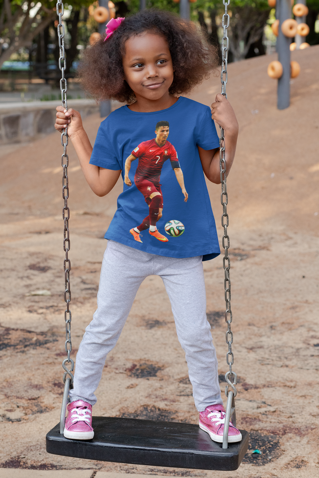 Ronaldo Half Sleeves T-Shirt For Girls -KidsFashionVilla