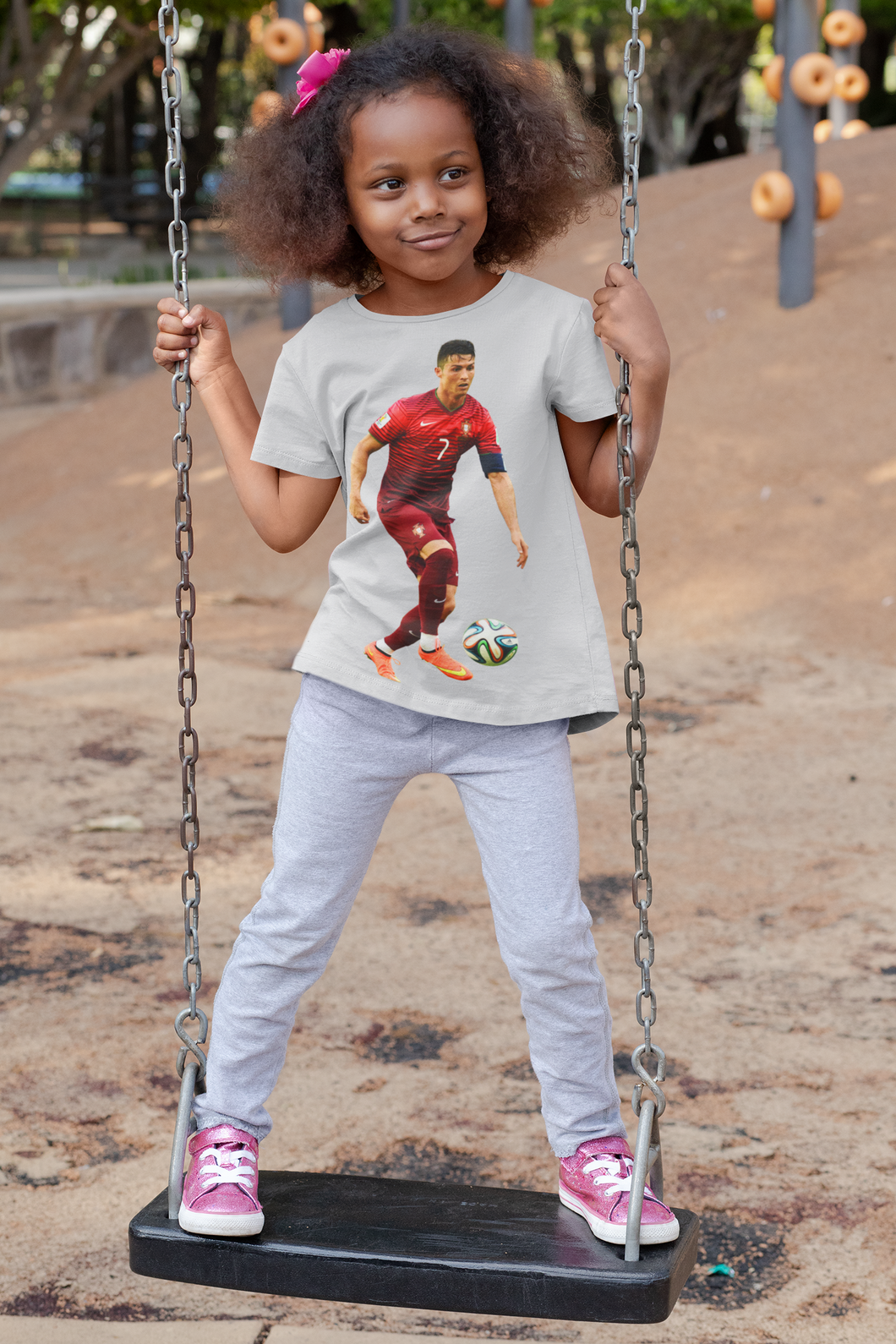 Ronaldo Half Sleeves T-Shirt For Girls -KidsFashionVilla