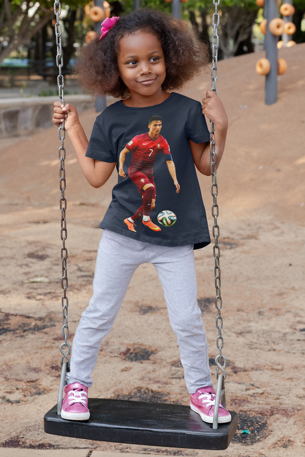 Ronaldo Half Sleeves T-Shirt For Girls -KidsFashionVilla