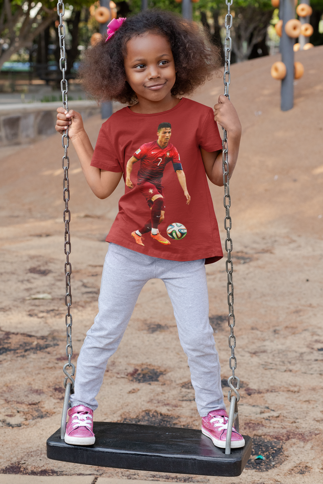 Ronaldo Half Sleeves T-Shirt For Girls -KidsFashionVilla