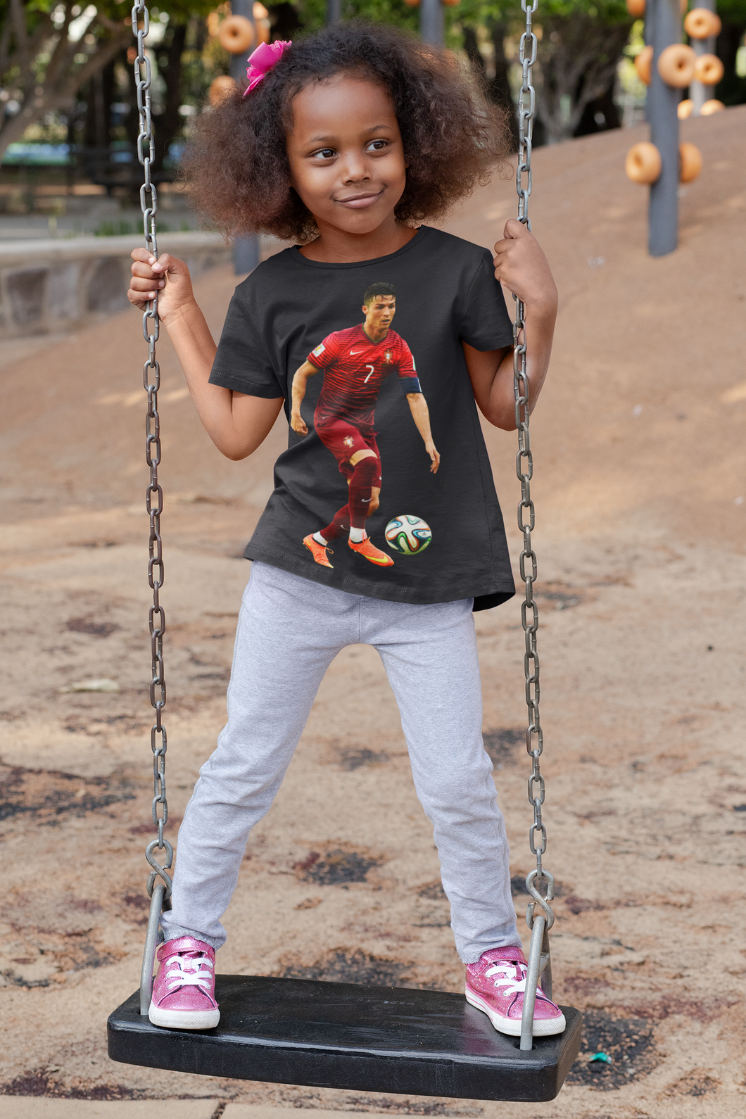 Ronaldo Half Sleeves T-Shirt For Girls -KidsFashionVilla
