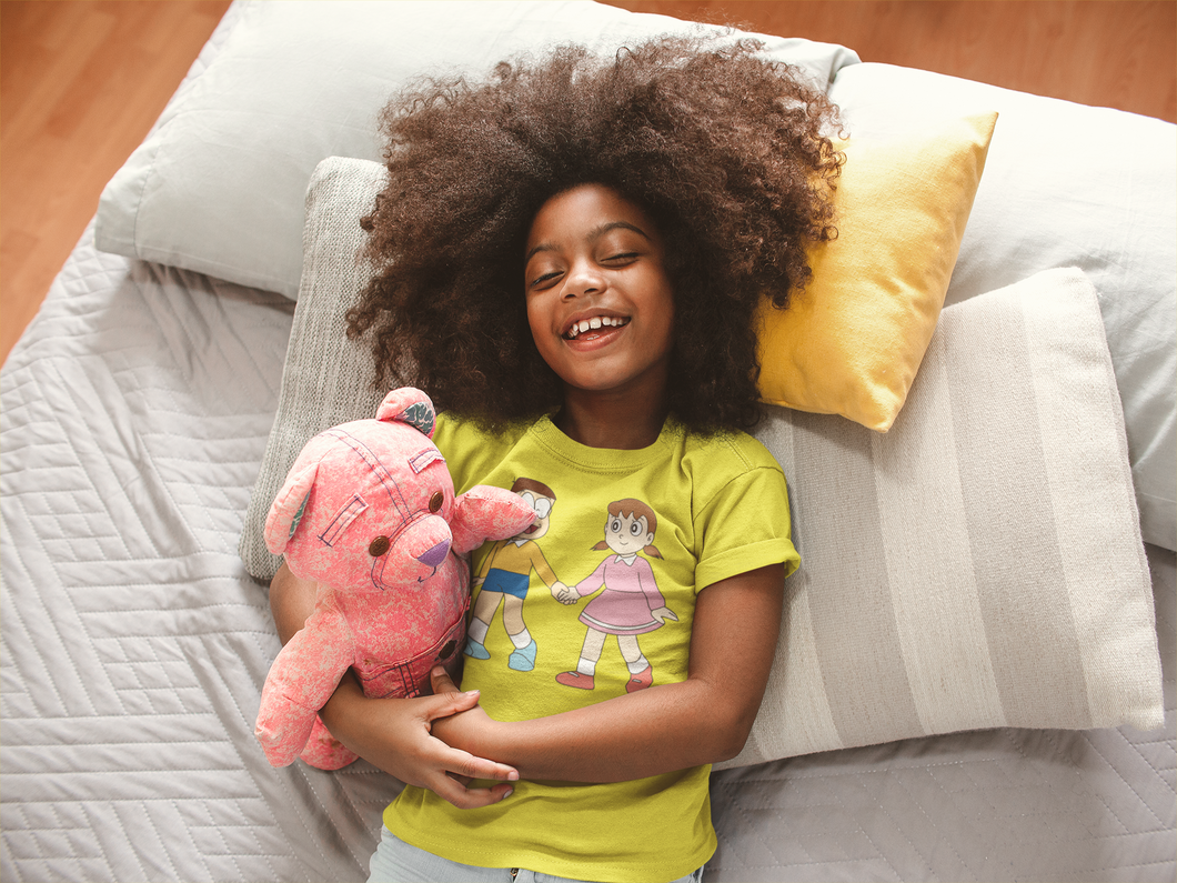 Cute Cartoon Half Sleeves T-Shirt For Girls -KidsFashionVilla