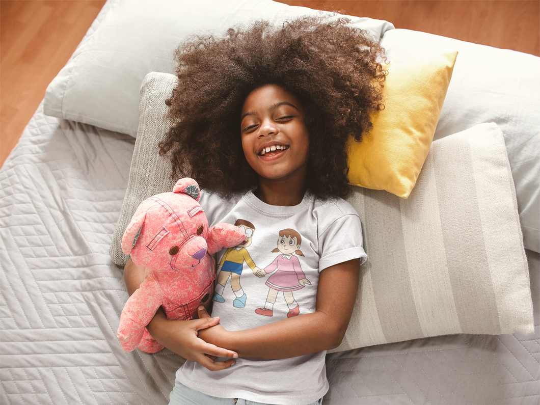 Cute Cartoon Half Sleeves T-Shirt For Girls -KidsFashionVilla