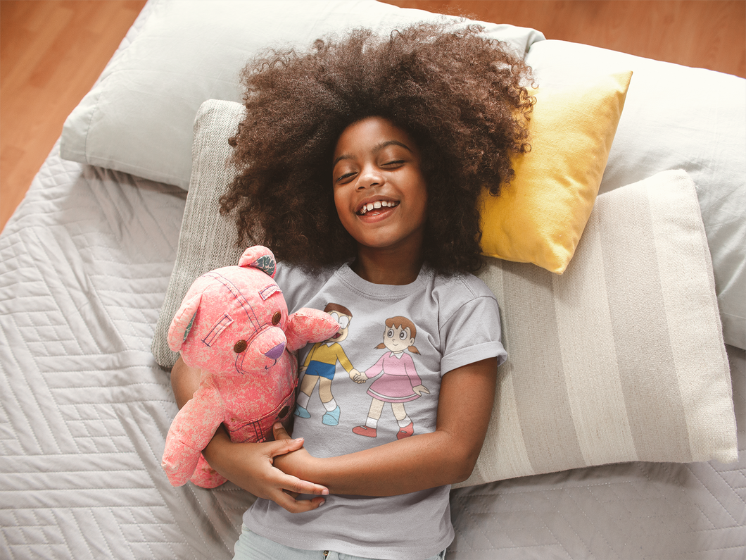Cute Cartoon Half Sleeves T-Shirt For Girls -KidsFashionVilla