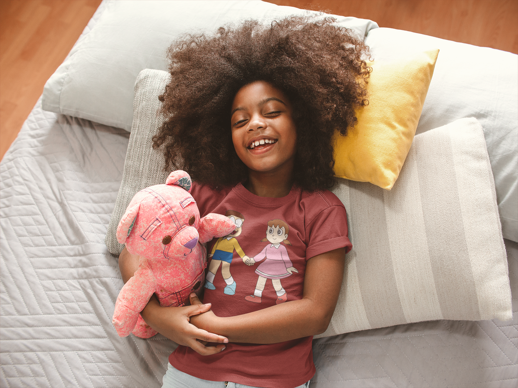 Cute Cartoon Half Sleeves T-Shirt For Girls -KidsFashionVilla