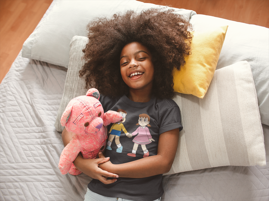 Cute Cartoon Half Sleeves T-Shirt For Girls -KidsFashionVilla