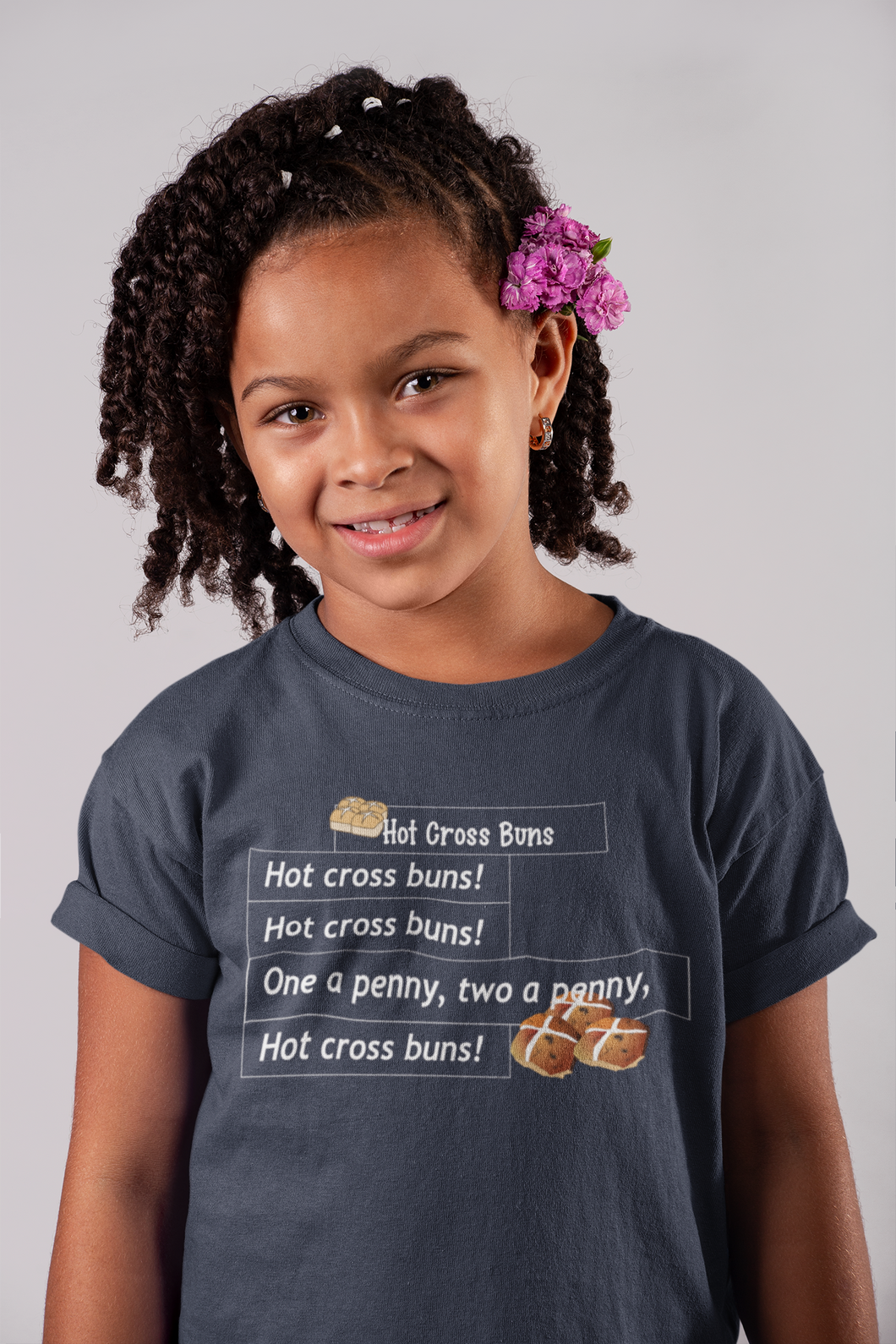 Hot Cross Buns Poem Half Sleeves T-Shirt For Girls -KidsFashionVilla