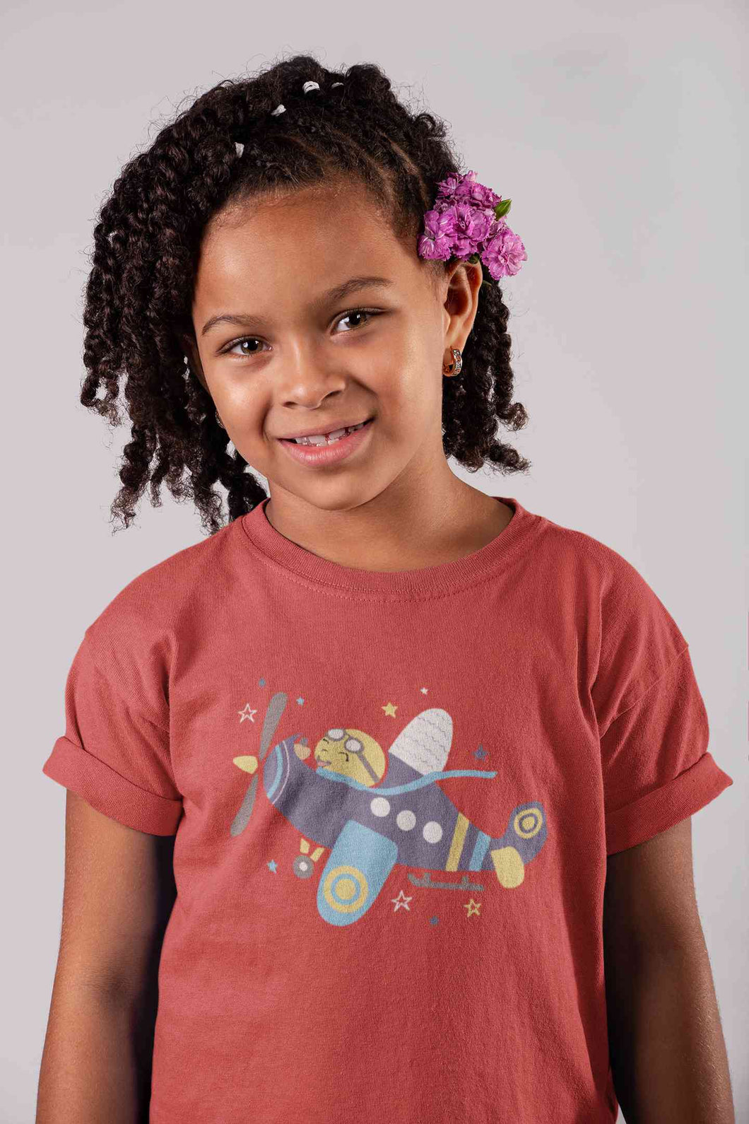 Jumbo Jet Cartoon Half Sleeves T-Shirt For Girls -KidsFashionVilla