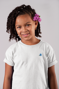 Blue Rose Minimals Half Sleeves T-Shirt For Girls -KidsFashionVilla