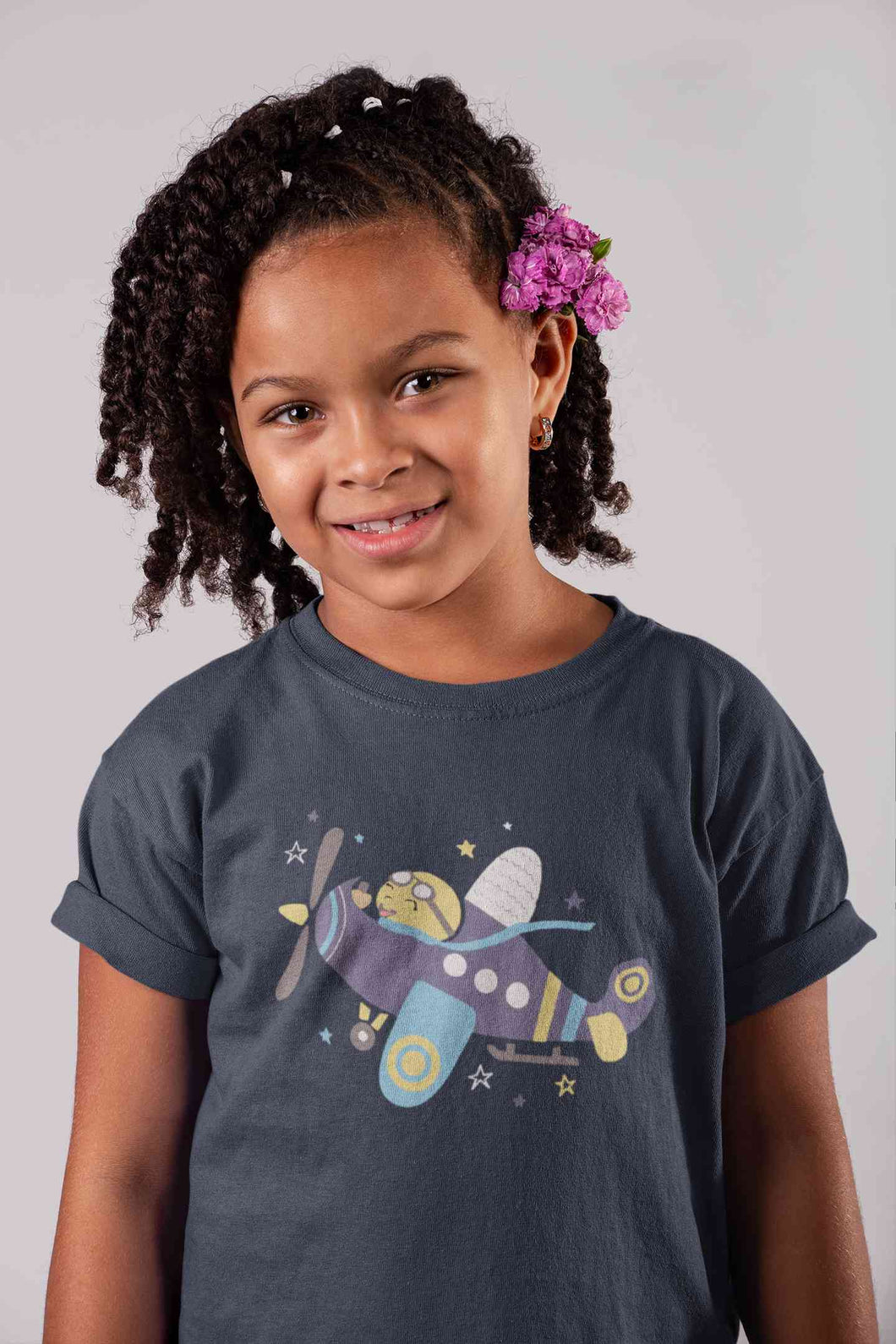 Jumbo Jet Cartoon Half Sleeves T-Shirt For Girls -KidsFashionVilla